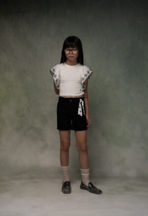 3266022 Ebita Σετ μπλούζα σορτς κορίτσι λευκό μαύρο