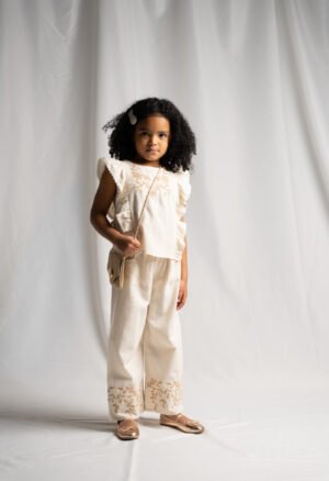 266223 Ebita Σετ μπλούζα παντελόνα τσαντάκι κορίτσι μπεζ