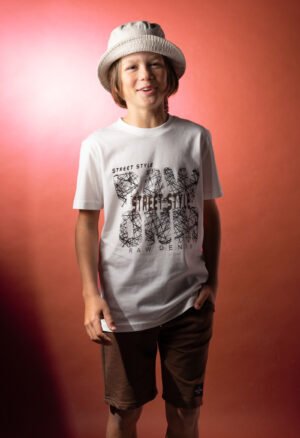 266700 Hashtag Σετ μπλούζα βερμούδα αγόρι λευκό καφέ