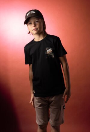 266709 Hashtag Σετ μπλούζα βερμούδα αγόρι μαύρο μόκα