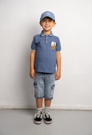 266804 Hashtag Σετ μπλούζα πόλο βερμούδα τζιν αγόρι μπλε