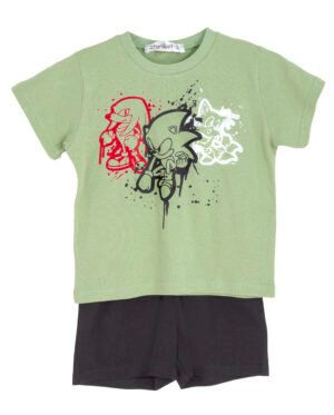 72615574 Frenzy Σετ μπλούζα βερμούδα αγόρι φιστικί μαύρο