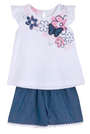 11615145 Babylon Σετ μπλούζα σορτς μηνών κορίτσι λευκό μπλε