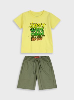 12-226111-0 Energiers Σετ μπλούζα βερμούδα αγόρι κίτρινο χακί