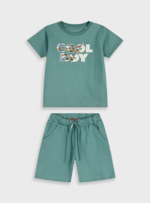 12-226174-0 Energiers Σετ μπλούζα βερμούδα αγόρι λευκό desert green