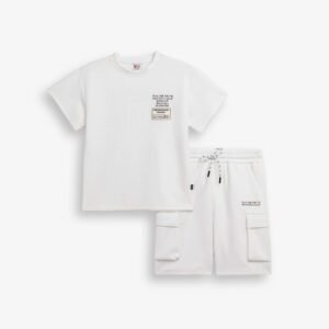 126-101310-1 Funky Σετ μπλούζα βερμούδα αγόρι εκρού