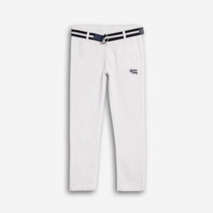 126-111104-2 Funky Παντελόνι ελαστικό με ζώνη αγόρι λευκό