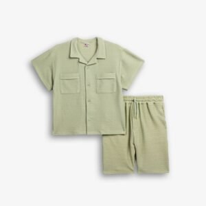 126-193101-1 Funky Σετ πουκάμισο βερμούδα αγόρι ανοιχτό χακί