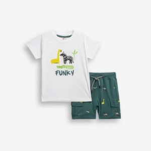 126-301201-1 Funky Σετ μπλούζα βερμούδα αγόρι λευκό deep lake allover
