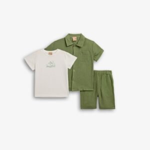 126-395100-1 Funky Σετ 3τμχ πουκάμισο μπλούζα βερμούδα αγόρι βασιλικός λευκό