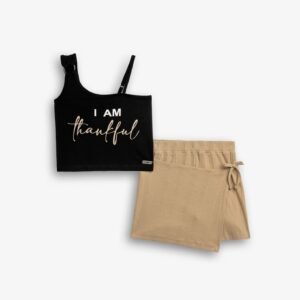 126-524131-1 Funky Σετ μπλούζα σορτσόφουστα  κορίτσι μαύρο μόκα