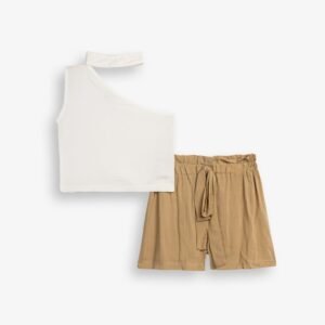 126-525113-1 Funky Σετ μπλούζα σορτς κορίτσι λευκό μόκα