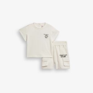 126-801207-1 Funky Σετ μπλούζα βερμούδα μηνών αγόρι εκρού