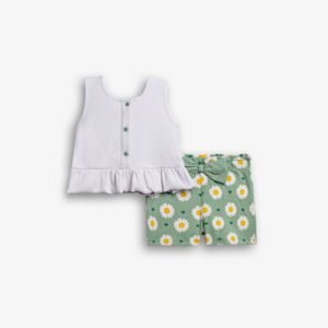 126-924106-1 Funky Σετ μπλούζα σορτς μηνών λευκό φυστικί allover