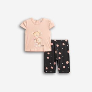 126-939104-1 Funky Σετ μπλούζα κολάν μηνών κορίτσι nude pink ανθρακί allover