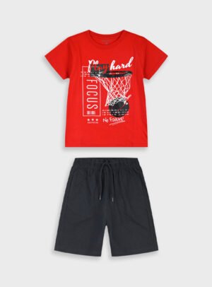 13-226013-0 Energiers Σετ μπλούζα βερμούδα αγόρι κόκκινο μαύρο