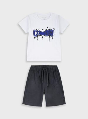 13-226015-0 Energiers Σετ μπλούζα βερμούδα αγόρι λευκό μαύρο