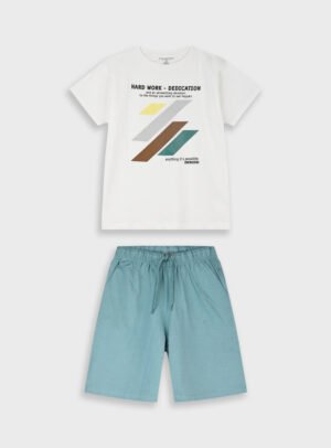 13-226078-0 Energiers Σετ μπλούζα βερμούδα αγόρι λευκό smoke green
