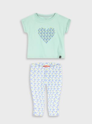 15-226376-0 Energiers Σετ μπλούζα κολάν κορίτσι βεραμάν λευκό allover