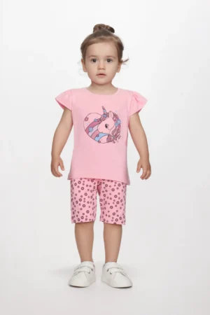 2611126 Joyce Σετ μπλούζα σορτς κορίτσι ροζ