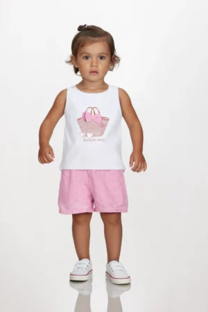 2611143 Joyce Σετ μπλούζα σορτς κορίτσι λευκό