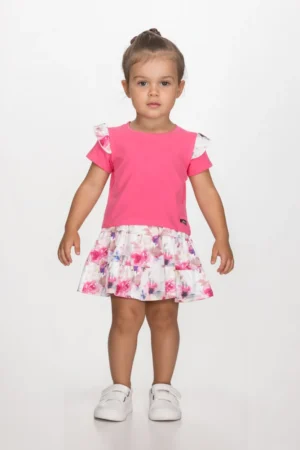 2611152 Joyce Σετ μπλούζα φούστα κορίτσι φούξια