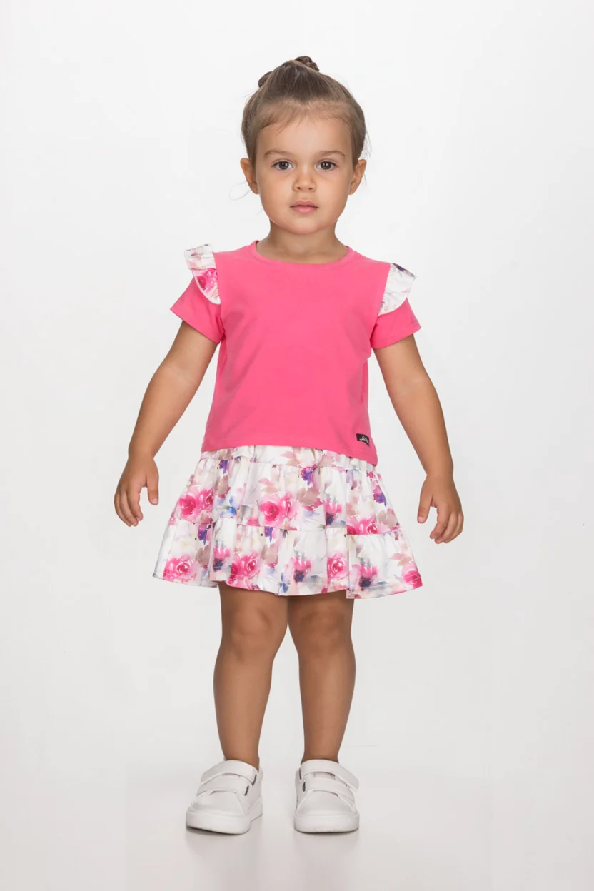2611152 Joyce Σετ μπλούζα φούστα κορίτσι φούξια