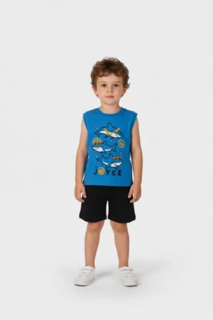 2612144 Joyce Σετ αμάνικο βερμούδα αγόρι ρουά μαύρο