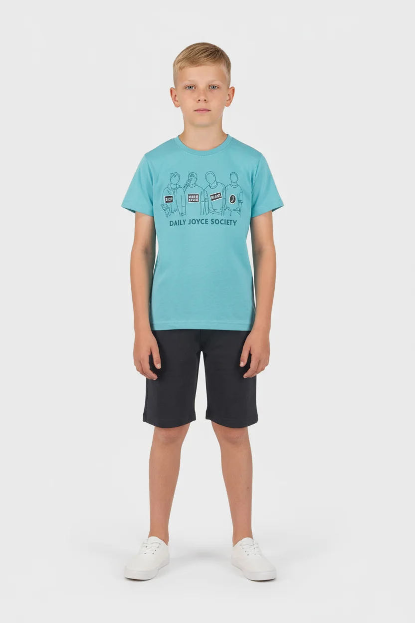 2614128 Joyce Σετ μπλούζα βερμούδα αγόρι βεραμάν μαύρο