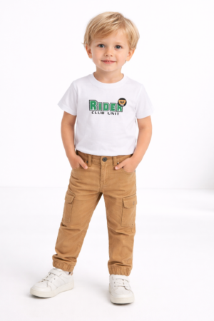 126-305100-1 Funky Σετ μπλούζα παντελόνι cargo αγόρι λευκό natural