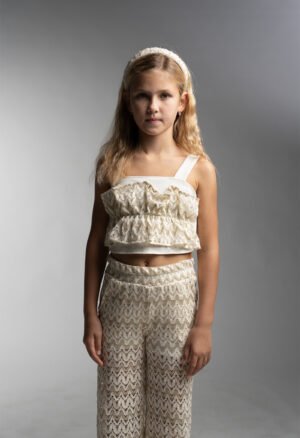 266040 Ebita Σετ μπλούζα παντελόνα κορίτσι εκρού χρυσό