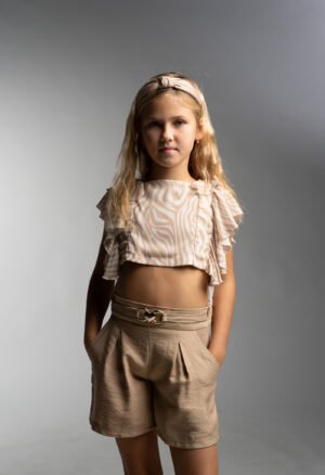 266062 Ebita Σετ μπλούζα σορτς κορίτσι μπεζ καφέ