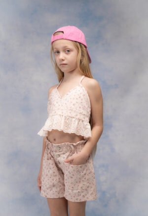 266230 Ebita Σετ μπλούζα σορτς τζιν κορίτσι ροζ allover