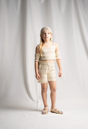 266257 Ebita Σετ μπλούζα σορτς κορίτσι εκρού χρυσό