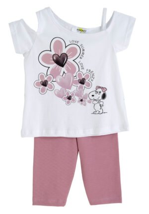 62615538 Frenzy Σετ μπλούζα κολάν κορίτσι λευκό dusty pink
