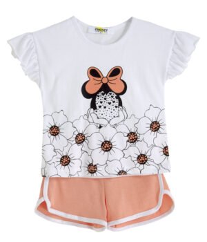 62615543 Frenzy Σετ μπλούζα σορτς κορίτσι λευκό σομόν