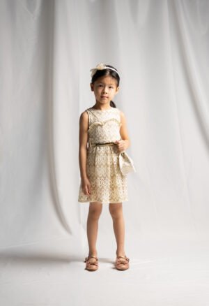 266270 Ebita Φόρεμα με τσαντάκι κορίτσι εκρού χρυσό