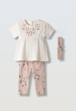 266514 Ebita Σετ μπλούζα κολάν κορδέλα μηνών κορίτσι εκρού