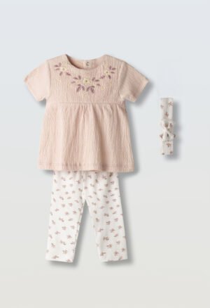 266513 Ebita Σετ μπλούζα κολάν κορδέλα μηνών κορίτσι σομόν