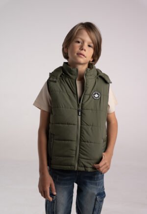 266716 Hashtag Μπουφάν αμάνικο με κουκούλα αγόρι χακί