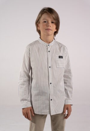 266722 Hashtag Πουκάμισο μάο αγόρι εκρού ριγέ