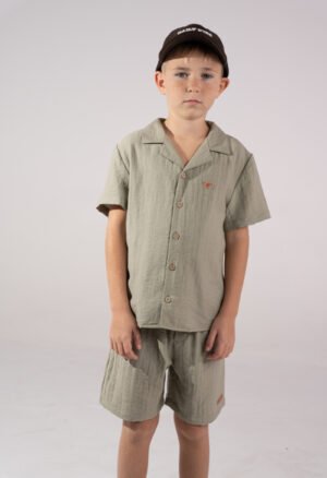 266723 Hashtag Σετ πουκάμισο βερμούδα σταθερή αγόρι χακί