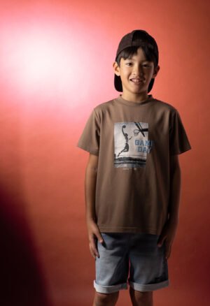 266735 Hashtag Σετ μπλούζα βερμούδα τζιν αγόρι καφέ μπλε