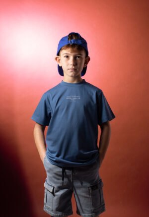 266736 Hashtag Σετ μπλούζα βερμούδα τζιν cargo αγόρι πετρόλ μπλε