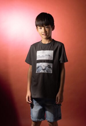 266737 Hashtag Σετ μπλούζα βερμούδα τζιν cargo αγόρι ανθρακί μπλε