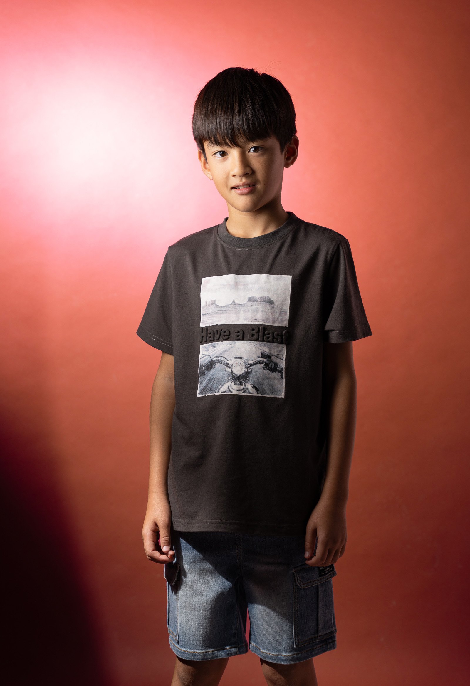 266737 Hashtag Σετ μπλούζα βερμούδα τζιν cargo αγόρι ανθρακί μπλε