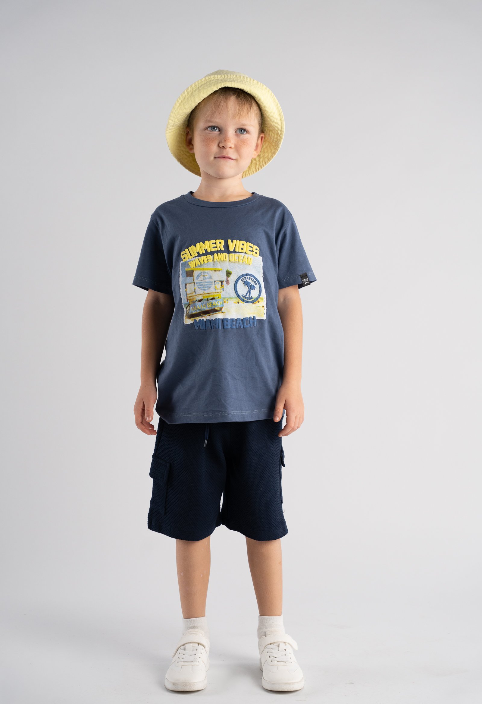 266840 Hashtag Σετ μπλούζα βερμούδα αγόρι μπλε