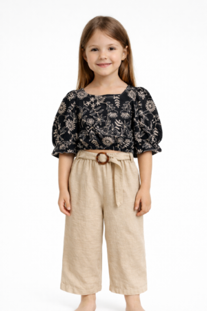 GNS506 Genius Σετ μπλούζα παντελόνα κορίτσι μαύρο μπεζ