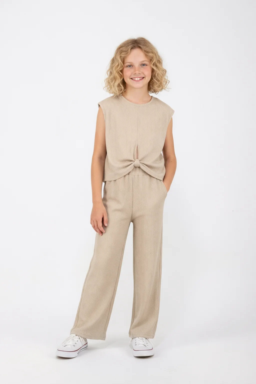 2645615 Joyce Σετ μπλούζα παντελόνα κορίτσι μπέζ