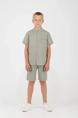 2646034 Joyce Σετ πουκάμισο βερμούδα αγόρι χακί